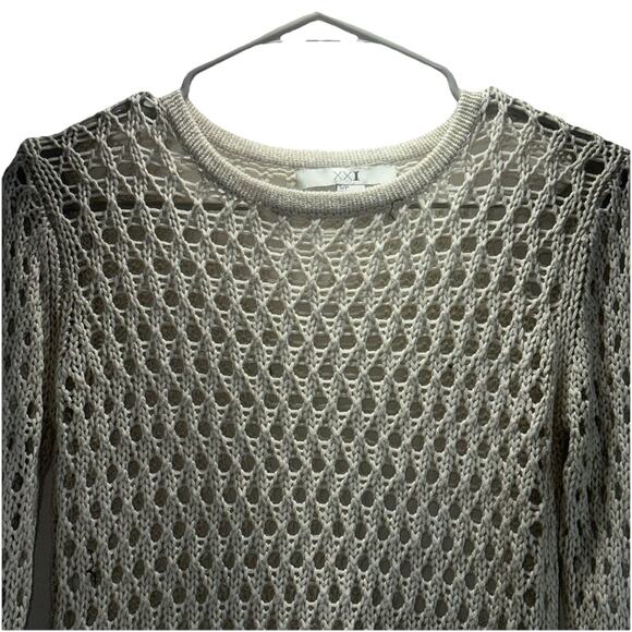 Forever 21 XXI Women’s Beige Open Knit Sweater Size Small Lightweight Boho - Picture 3 of 7